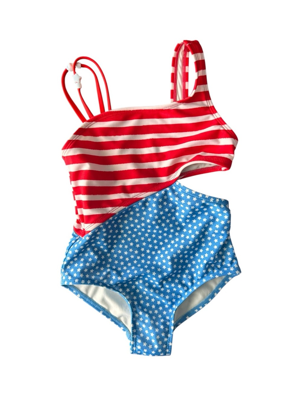 Girls American Flag Patriotic One Piece Swimsuit Girls XS 4/5
